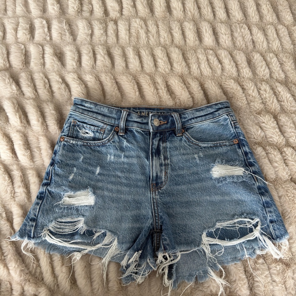 American Eagle Outfitters Blue Jean Shorts Distressed Style